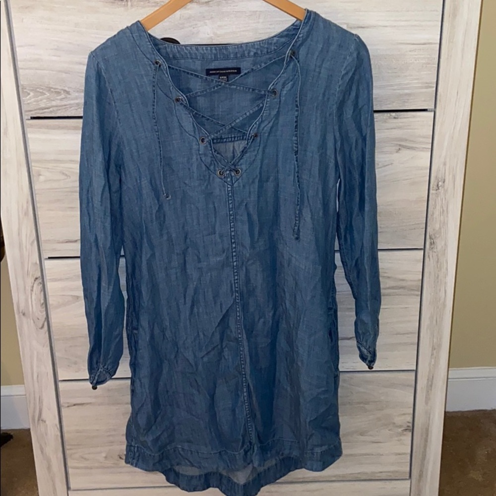 American Eagle v neck jean dress